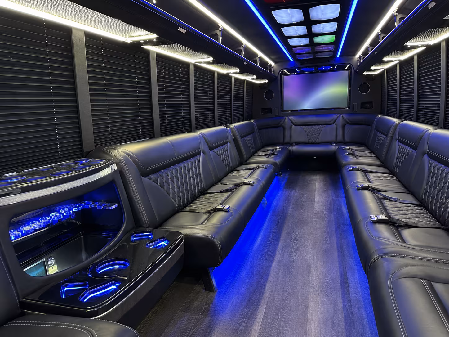 fremont 20 passenger party bus inside